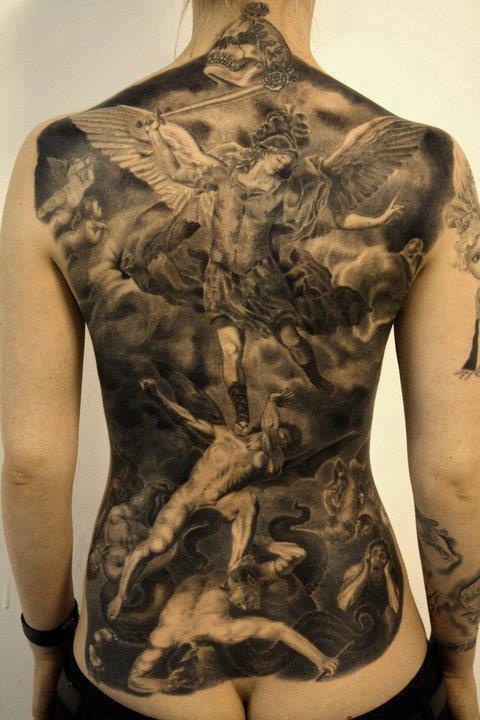 Angels Vs Demons War Tattoo