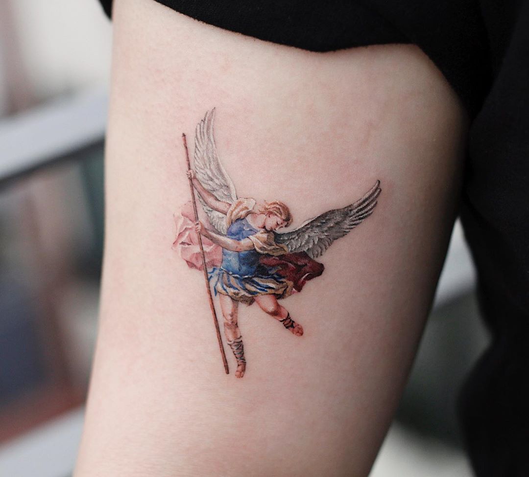 Archangel Michael Tattoo By Tattooist Saegeem Tattoogrid Net