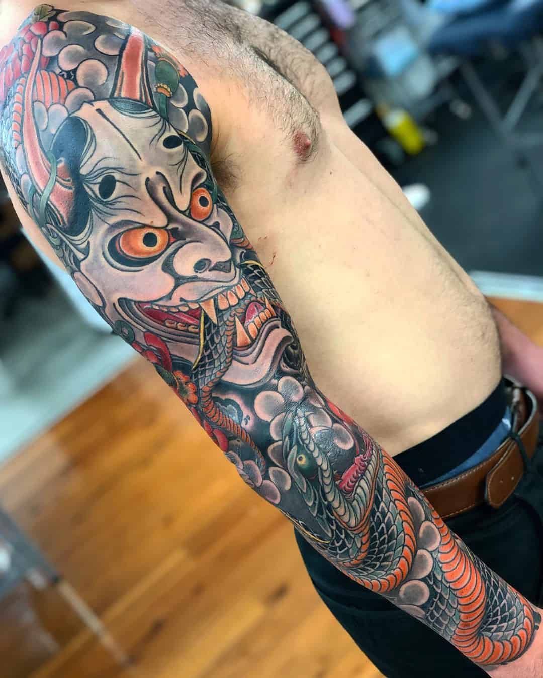 Oni Arm Sleeve Tattoo: A Bold Statement Piece