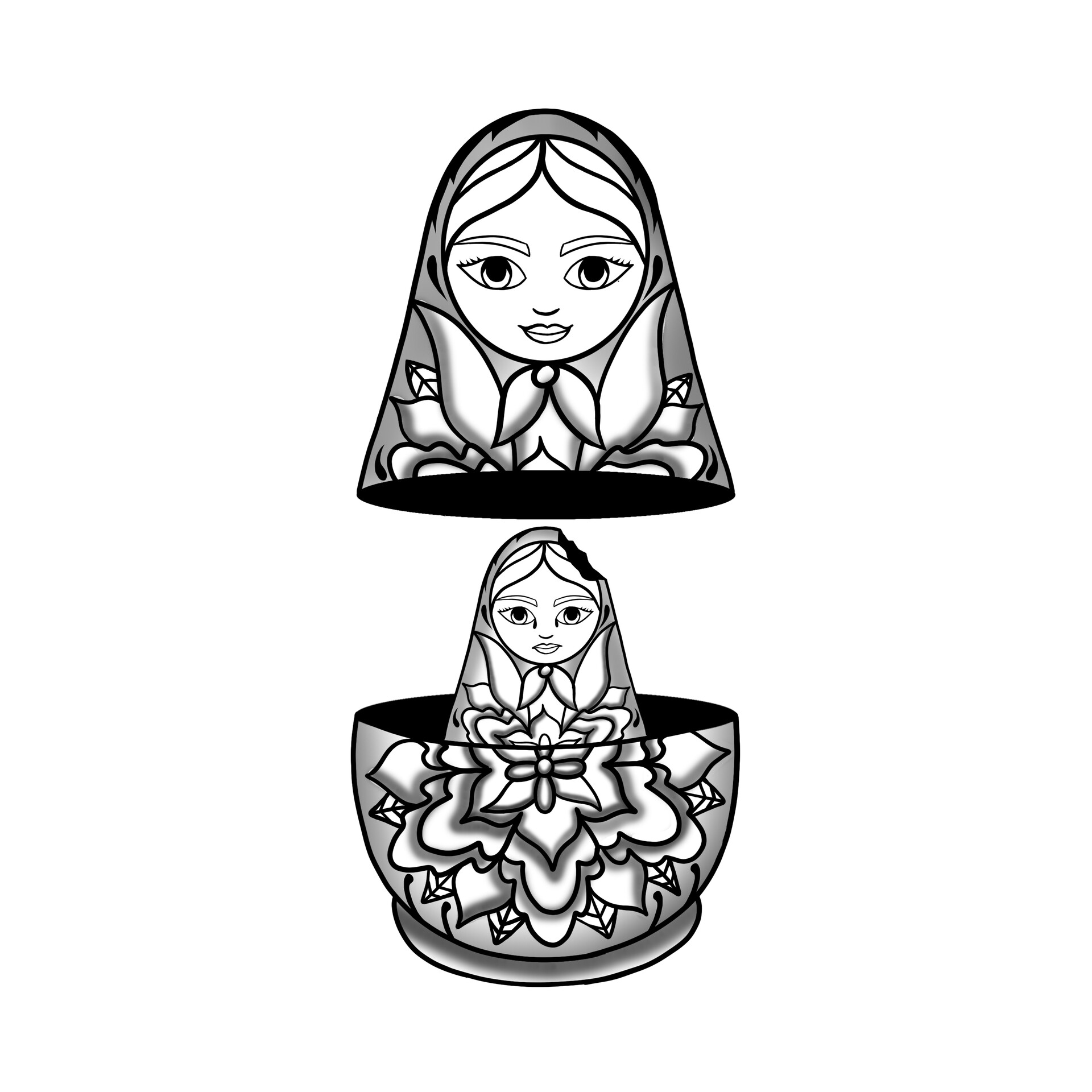 Artstation Russian Nesting Doll Tattoo Design