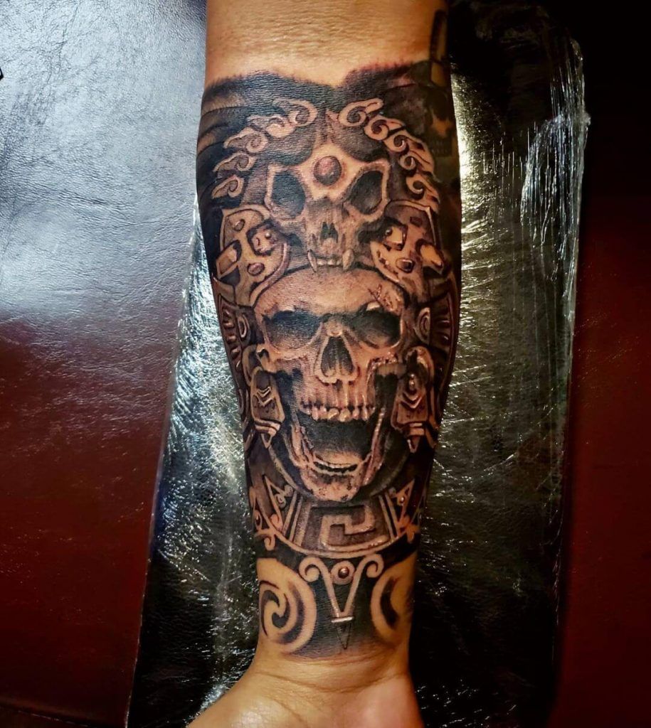 Aztec Calendar Forearm Half Sleeve Tattoo Aztec Tattoo Mayan