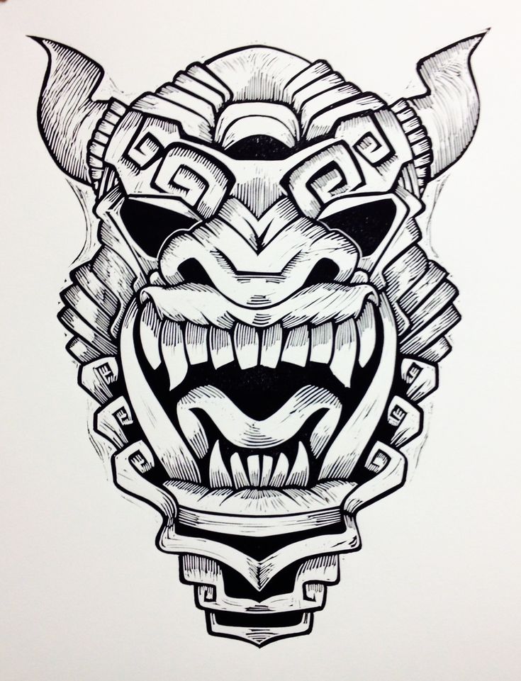 Aztec Mask Japanese Tattoo Art Aztec Tattoo Designs Aztec Art