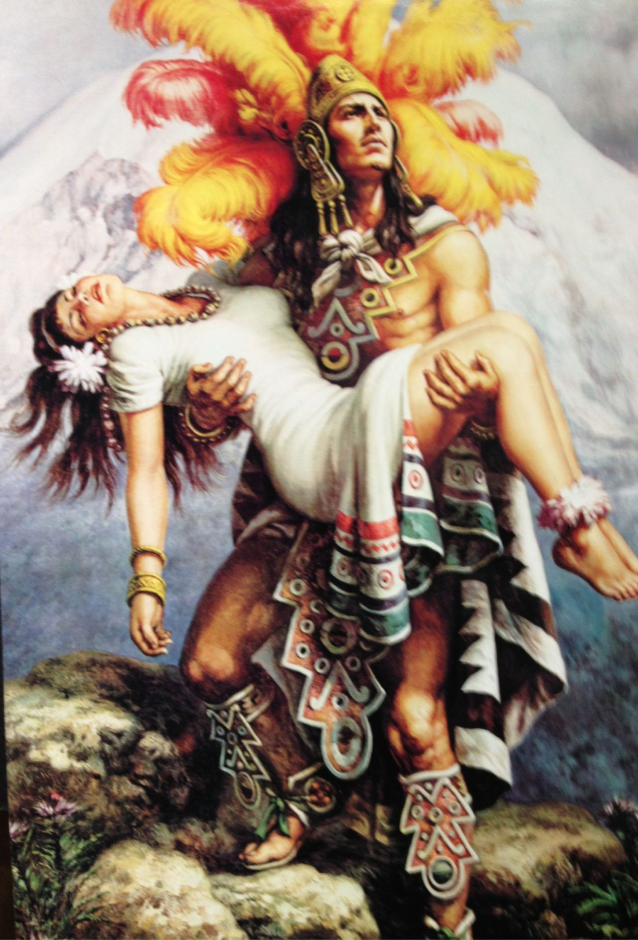 Aztec Warrior Protecting Woman: A Tale of Strength and Love