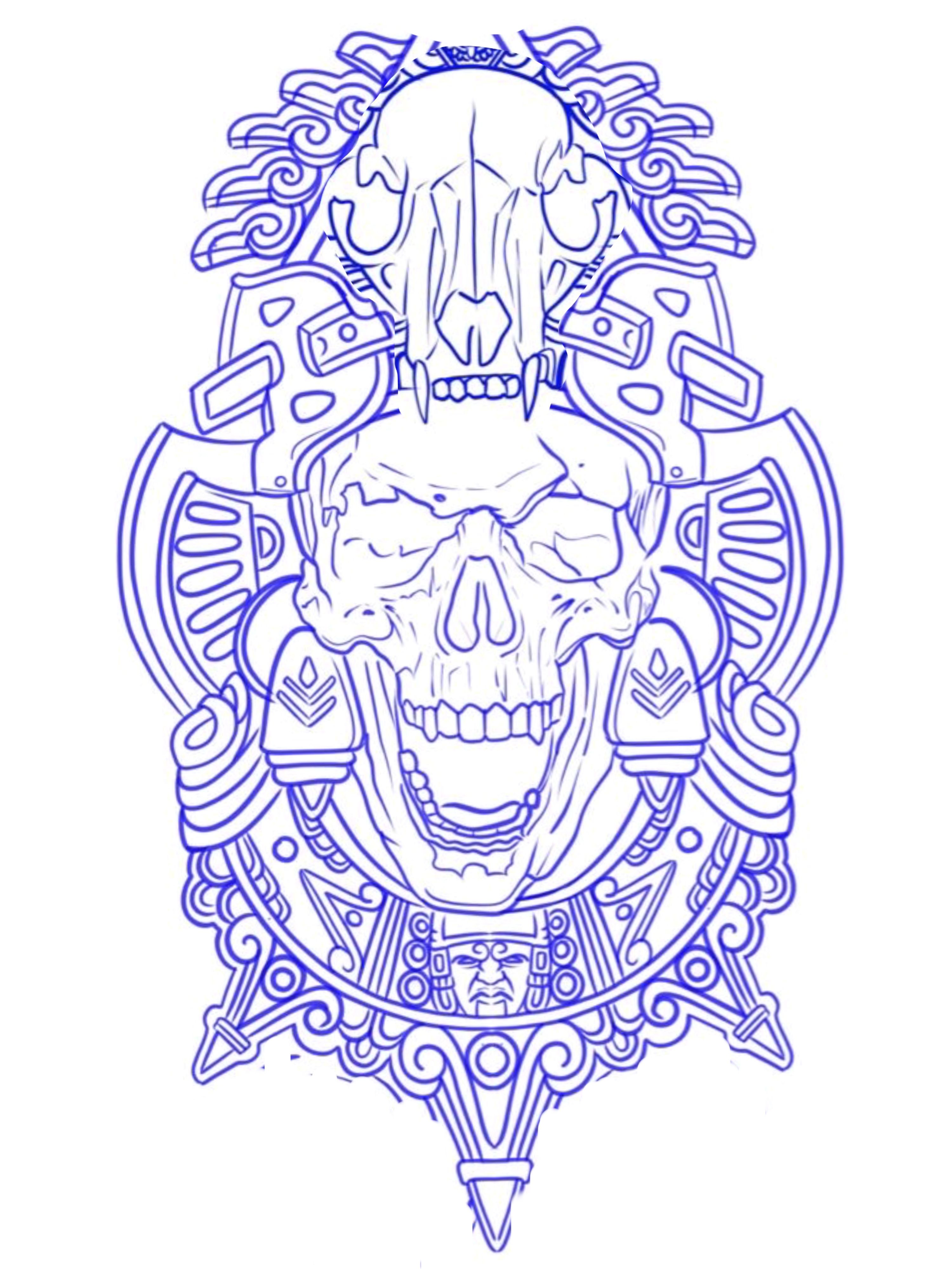 Aztec Warrior Tattoo Stencil