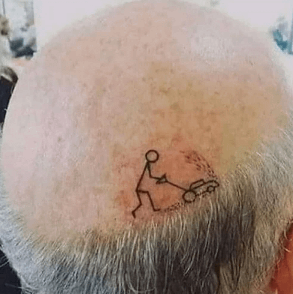 Bald Head Tattoo Lawn Mower Herminia Witte