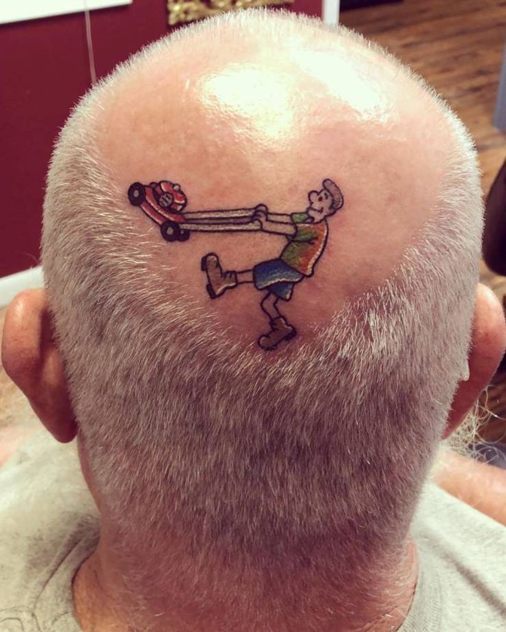 Bald Head Tattoo Lawn Mower Jacklyn Bannister