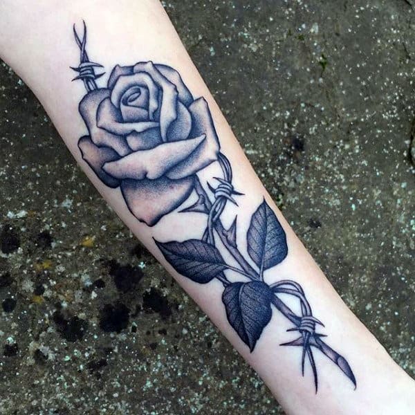 Barbed Wire Rose Tattoo: Symbolism and Meaning