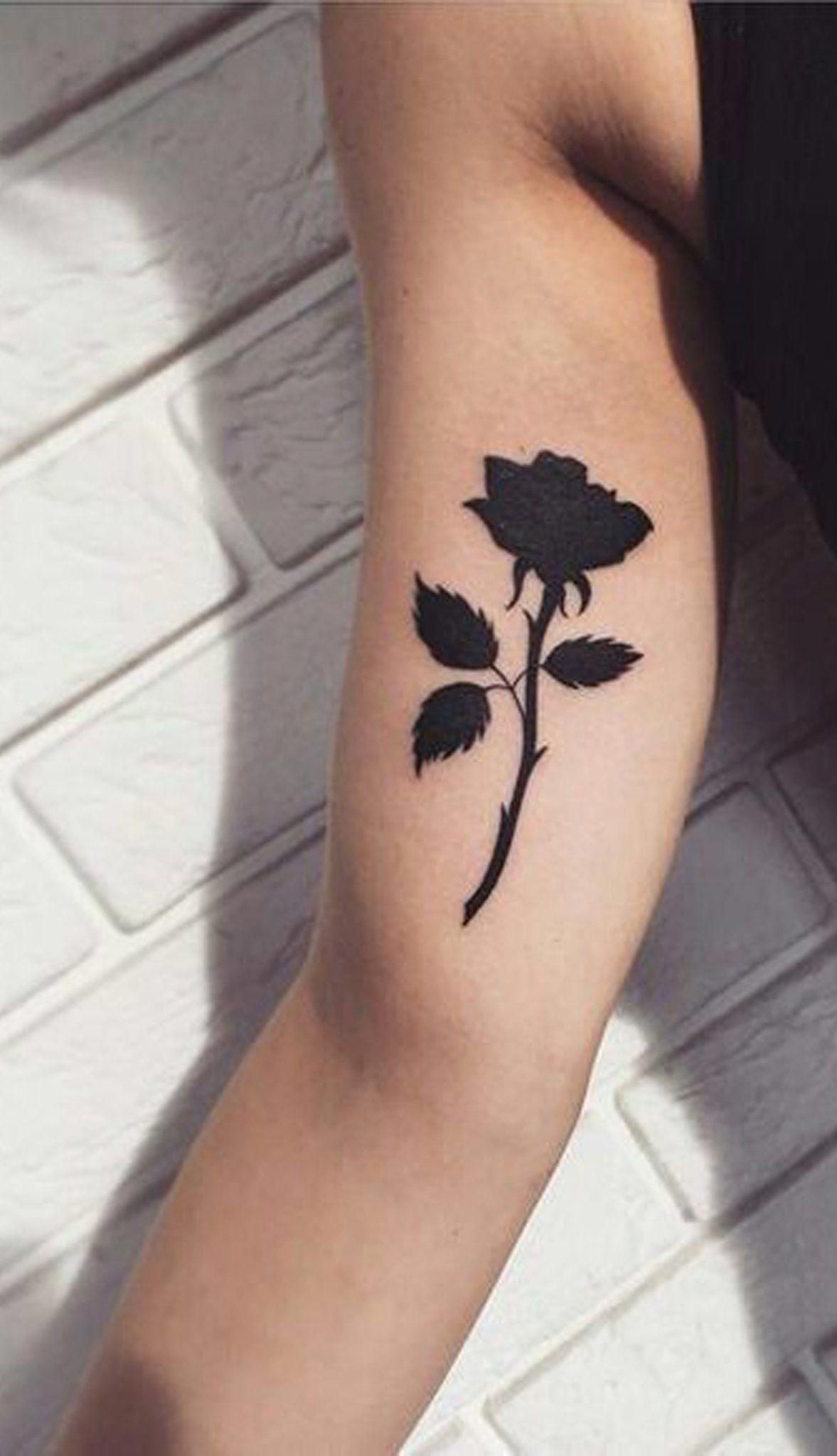 Beautiful Black Rose Arm Tattoo Ideas For Women Single Flower Bicep