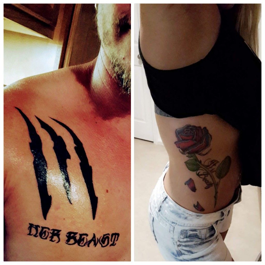 Beauty And Beast Couple Tattoo Beauty And The Beast Tattoo Wife Tattoo Beauty Tattoos