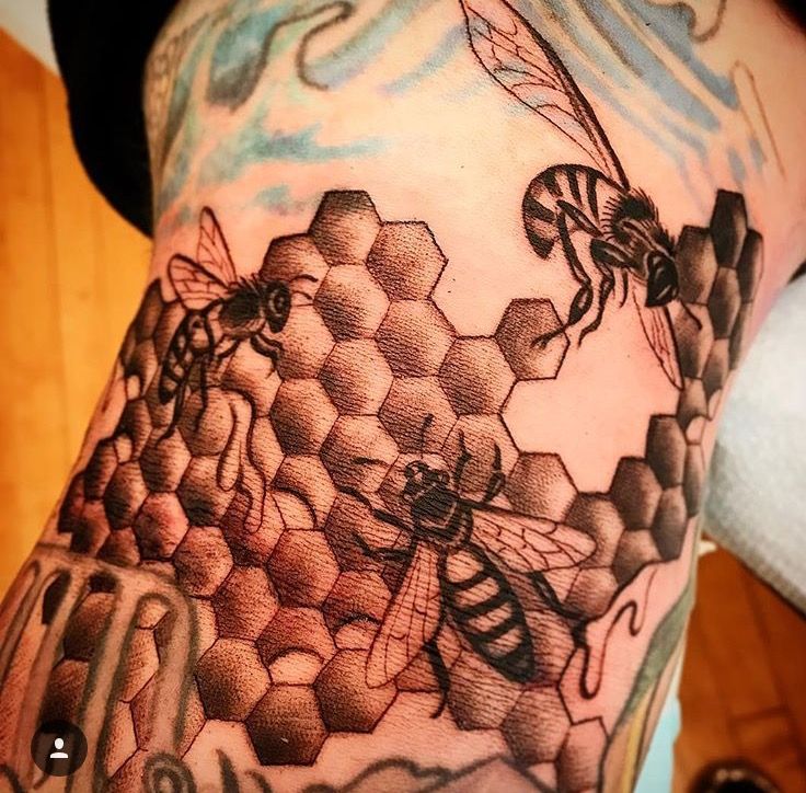 Bees And Honey Comb Tattoo By Kim Saigh At Memoir Tattoo Honeycomb