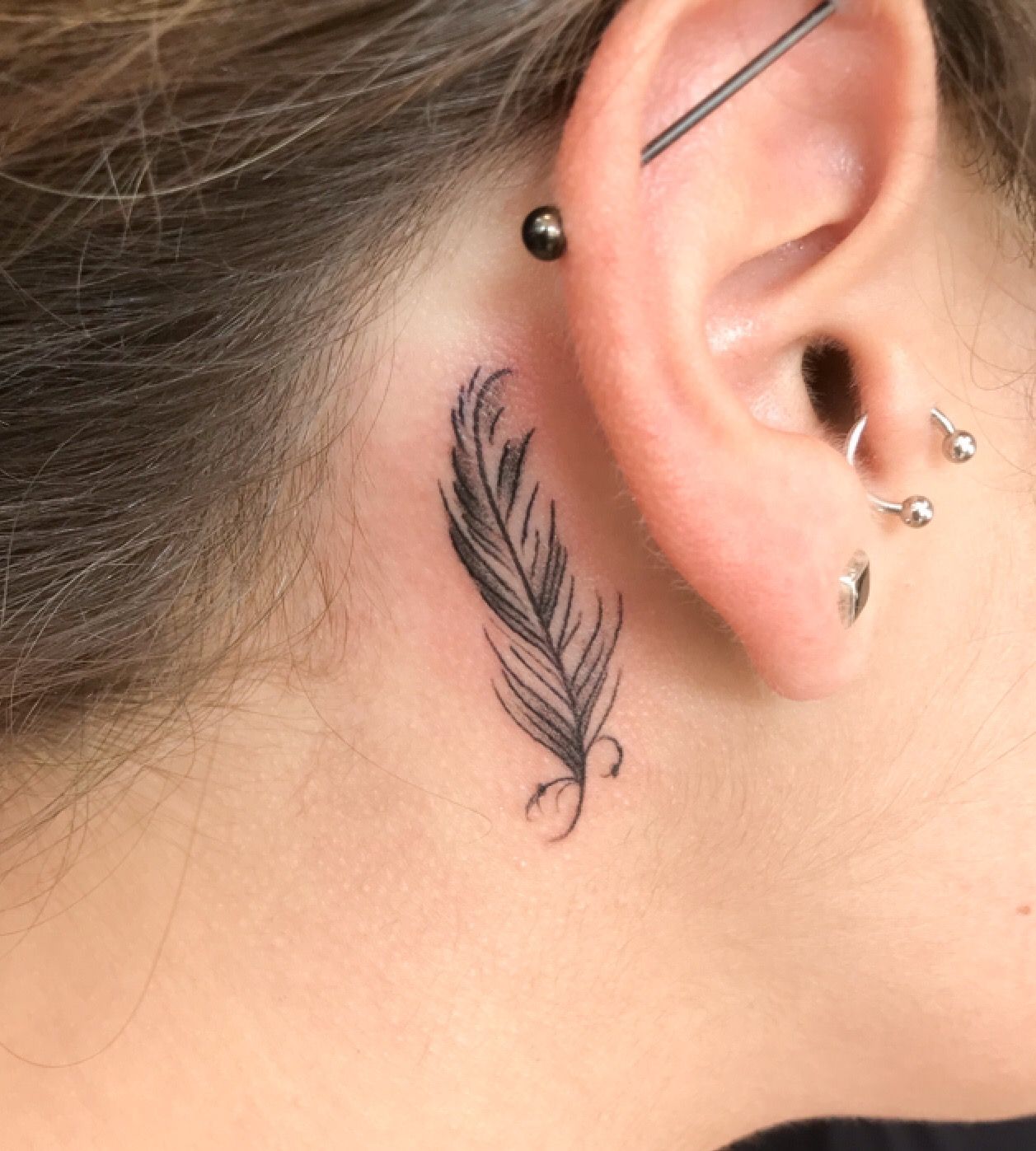 Behind The Ear Feather Tattoo Design Feather Tattoo Behind Ear