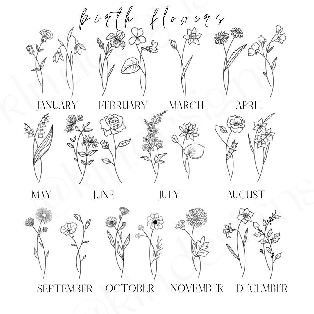 Birth Flower Stickers Flower Stickers Birth Flower Etsy Birth