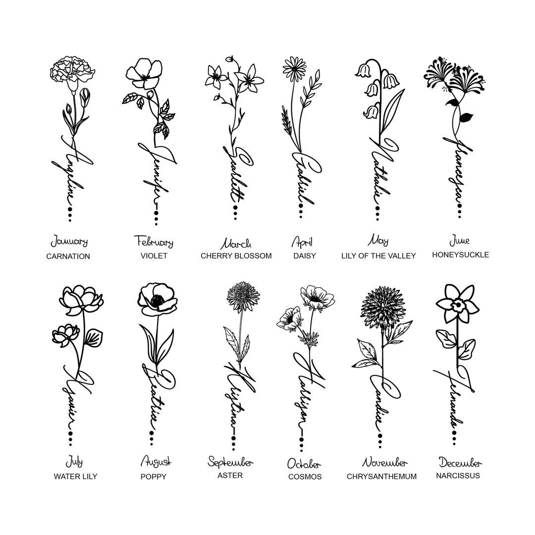 Birth Flower Tattoos With Names: Personalized Ink Inspiration