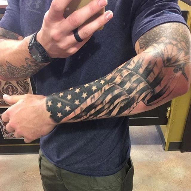 5 Cool Black American Flag Tattoo Ideas for Forearms