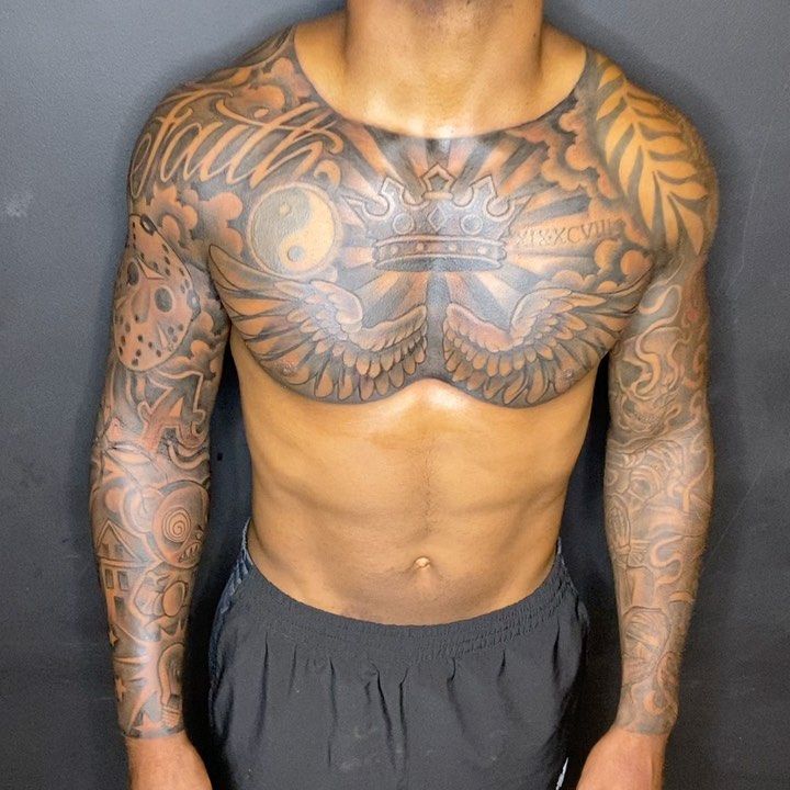 Black Men Chest Tattoos