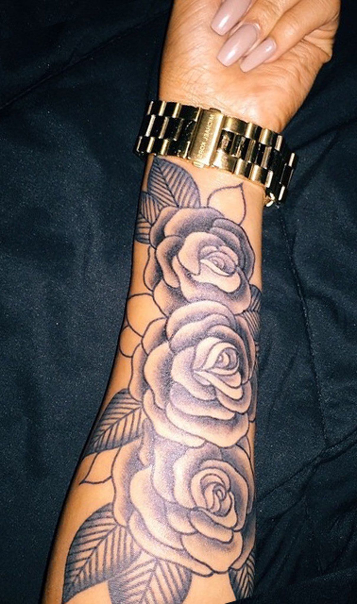 Black Rose Forearm Tattoo Ideas For Women Realistic Floral Flower Arm