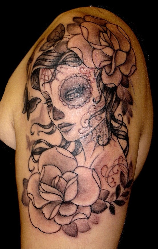 Black White Sugar Skull Tattoo Ideas and Meanings