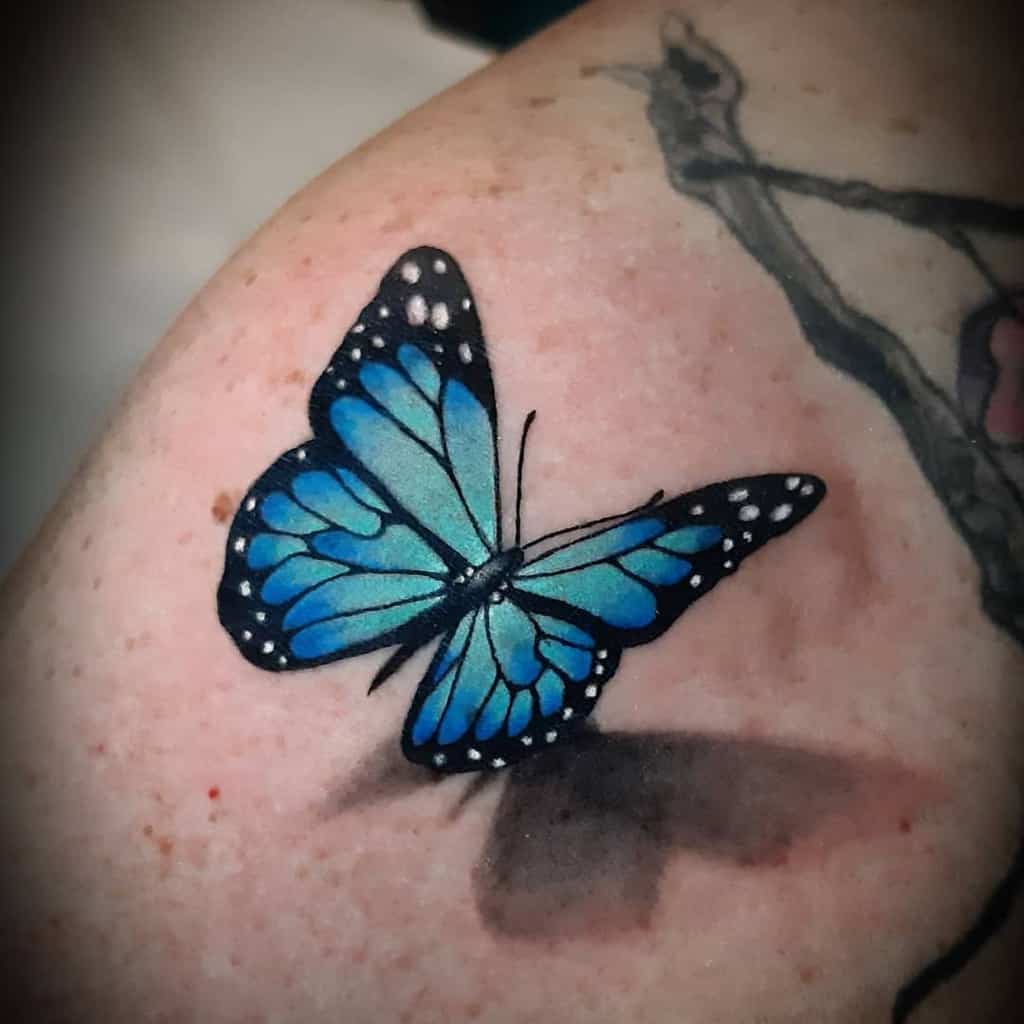 Blue Monarch Butterfly Tattoos