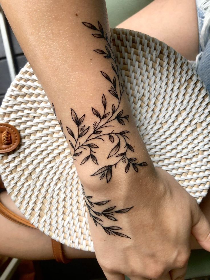 Botanical Leaf Wrap Tattoo