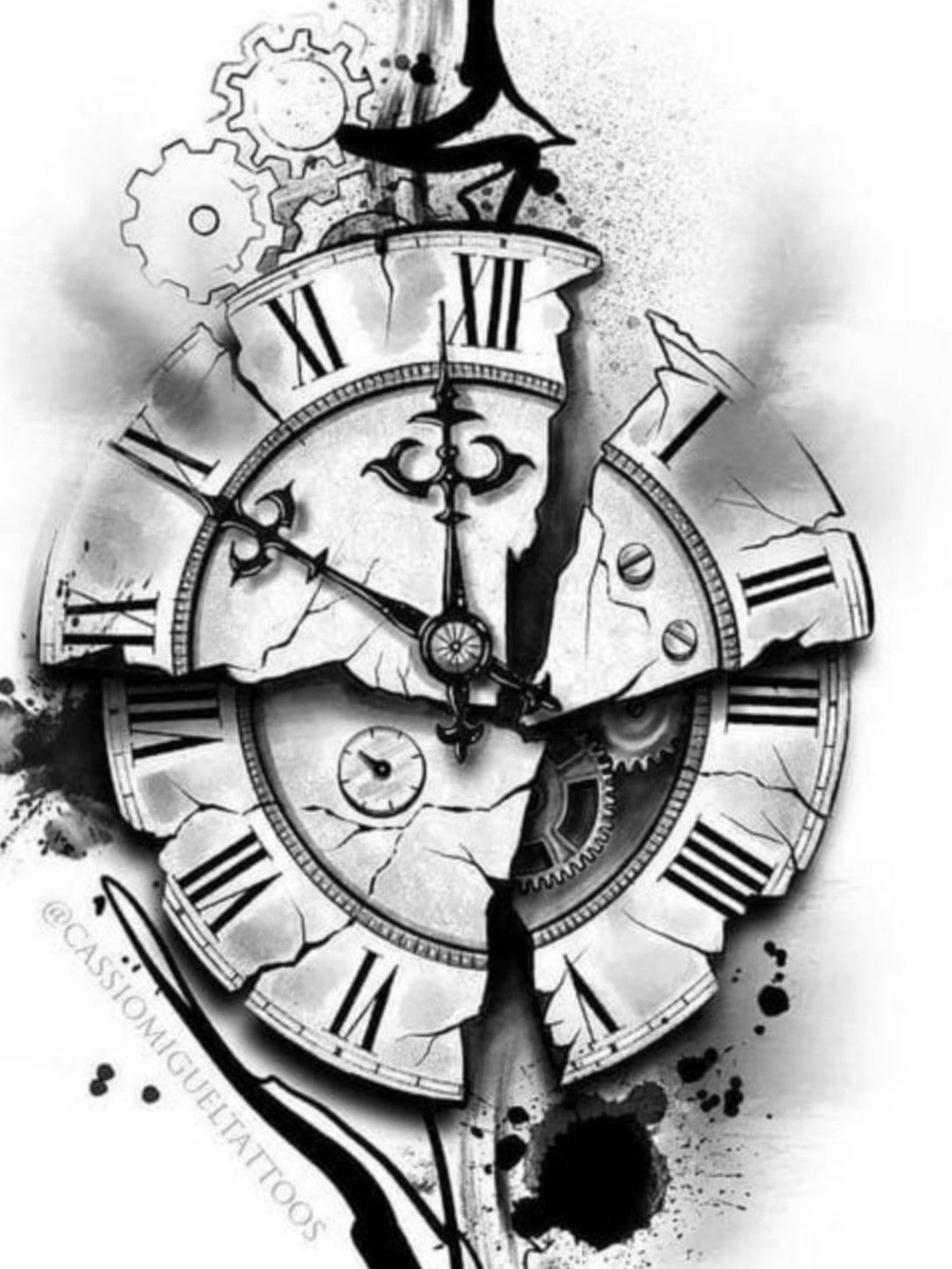 5 Stunning Broken Clock Tattoo Stencil Designs