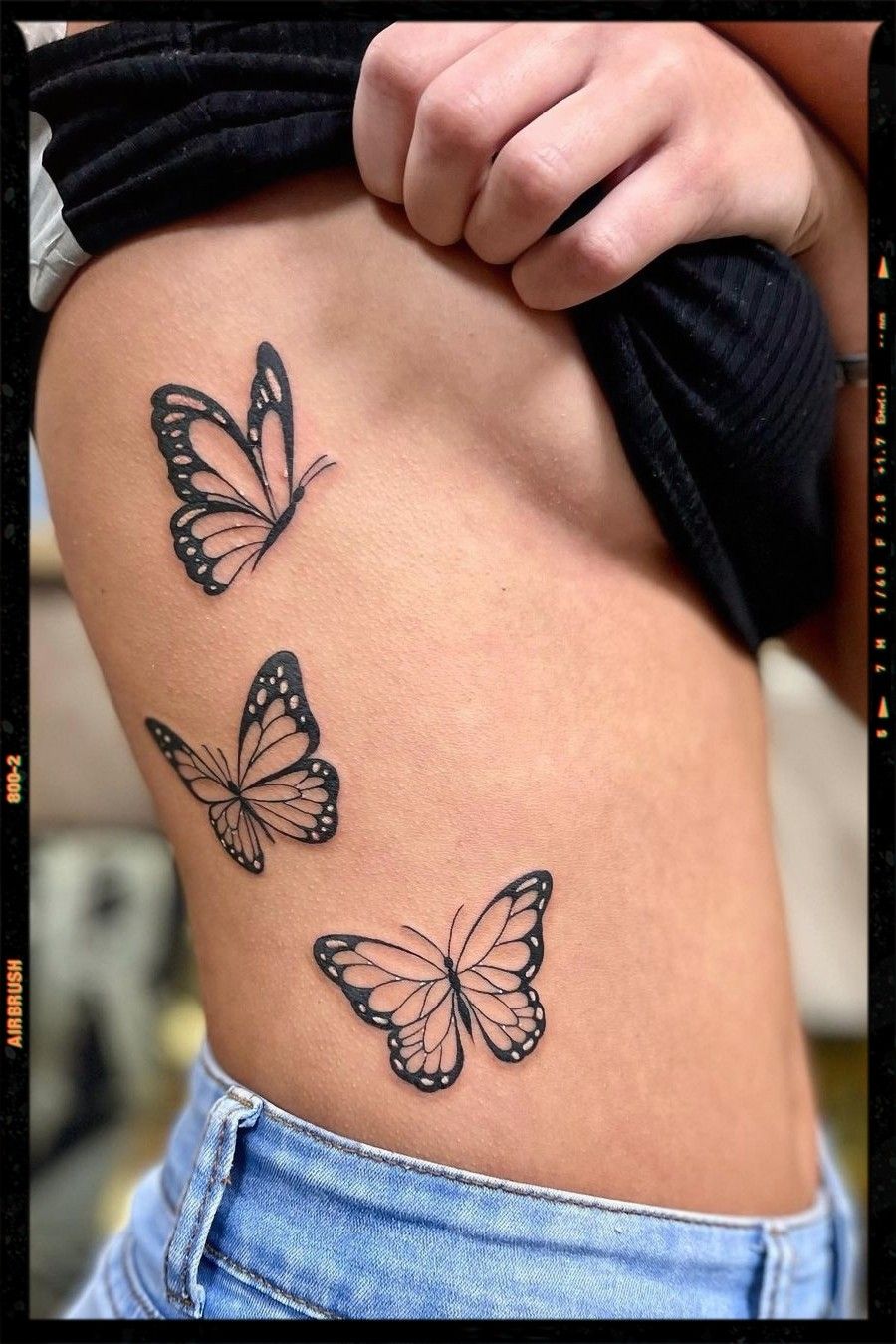 Butterfly Side Tattoo Stomach Tattoos Women Tattoos For Black Skin