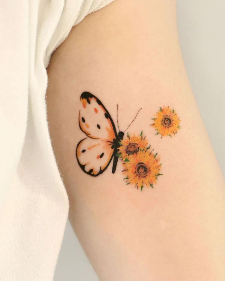 Butterfly Sunflower Tattoo Arm Tattoo Sites