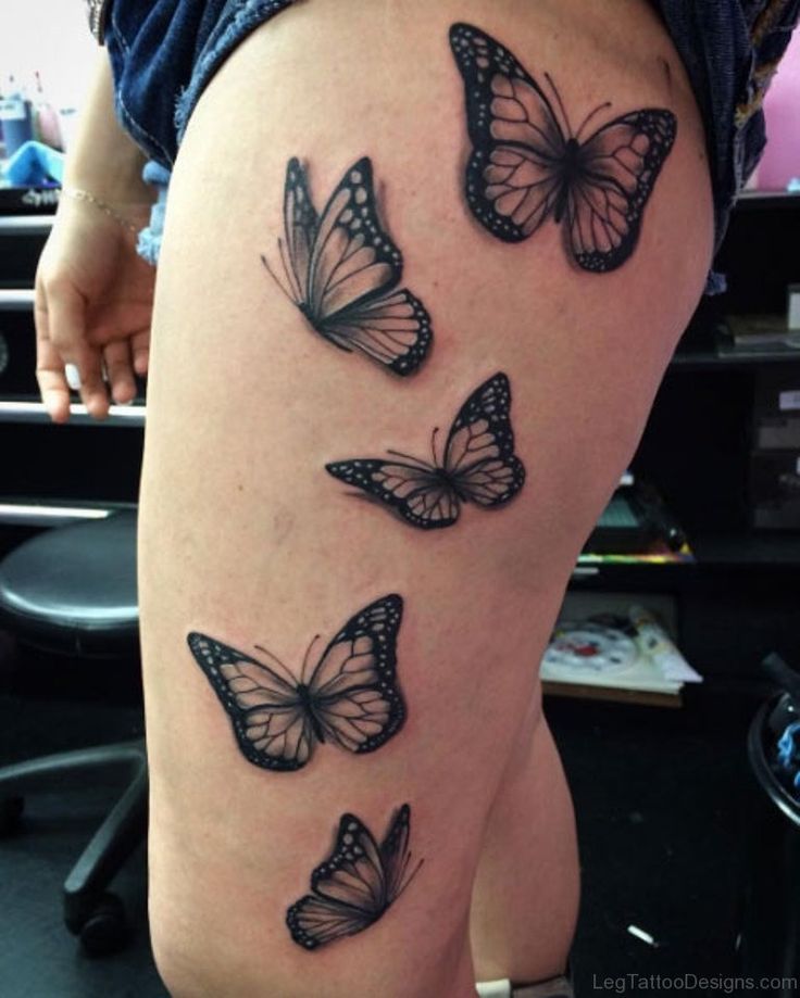 Butterfly Tattoo On Upper Thigh