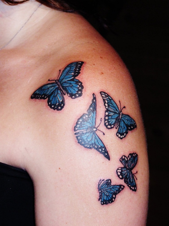 Butterfly Tattoos On Shoulder Blade