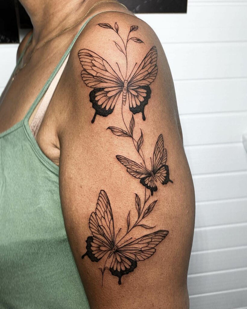 Butterfly Upper Arm Tattoos For Women Scribb Love Tattoo Design