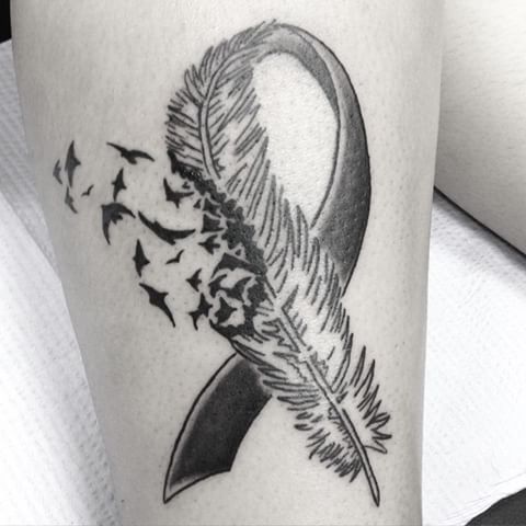 Cancer Ribbon Feather Tattoo Drawing - Step by Step Guide