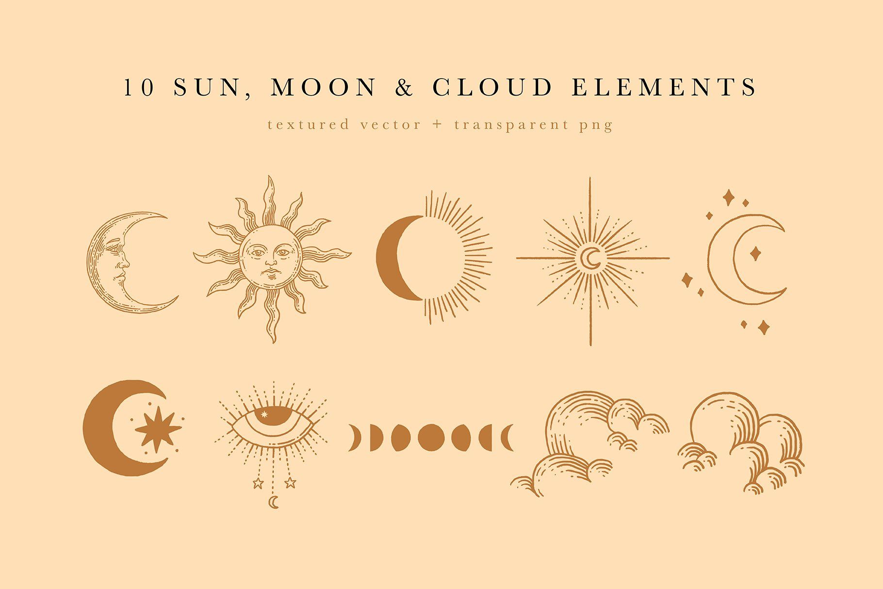 Celestial Illustration Set Sun Moon Stars Space Moon Star Tattoo Moon Sun Tattoo Moon Tattoo