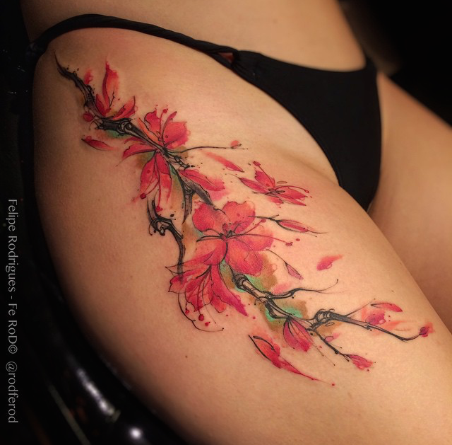 7 Stunning Cherry Blossom Thigh Tattoo Ideas