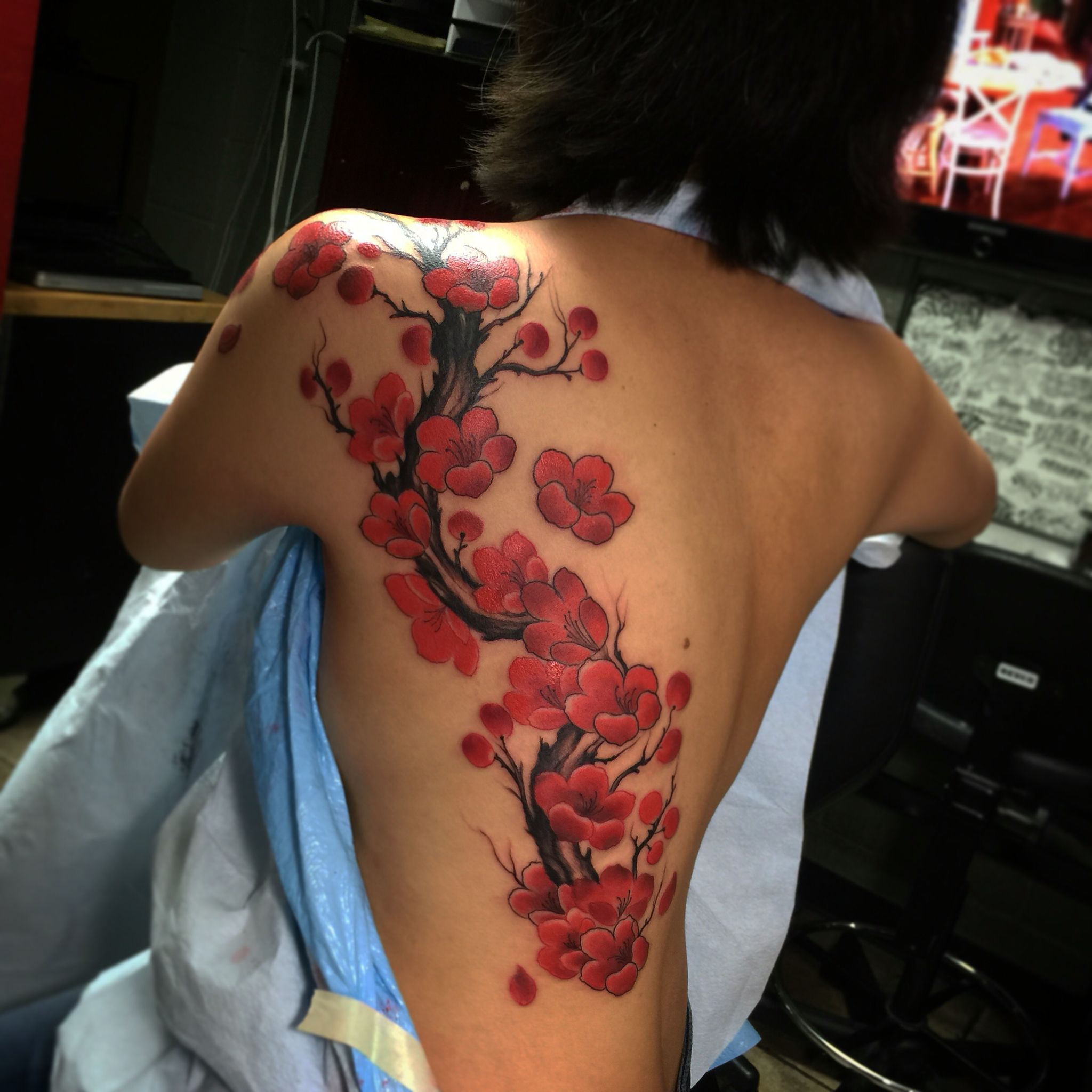 Cherry Blossom Tree Back Tattoos