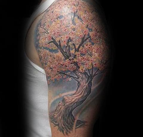 Cherry Blossom Tree Tattoo For Men