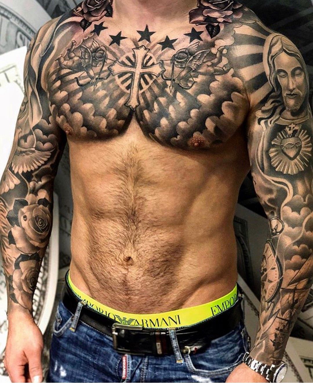 5 Stunning Chest Arm Sleeve Tattoo Ideas