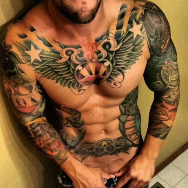 Chest Piece Tattoo Mens Mens Shoulder Tattoo Cool Chest Tattoos Male Chest Tattoos Tribal