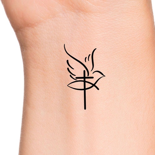 Christian Fish Symbol With Cross Tattoo