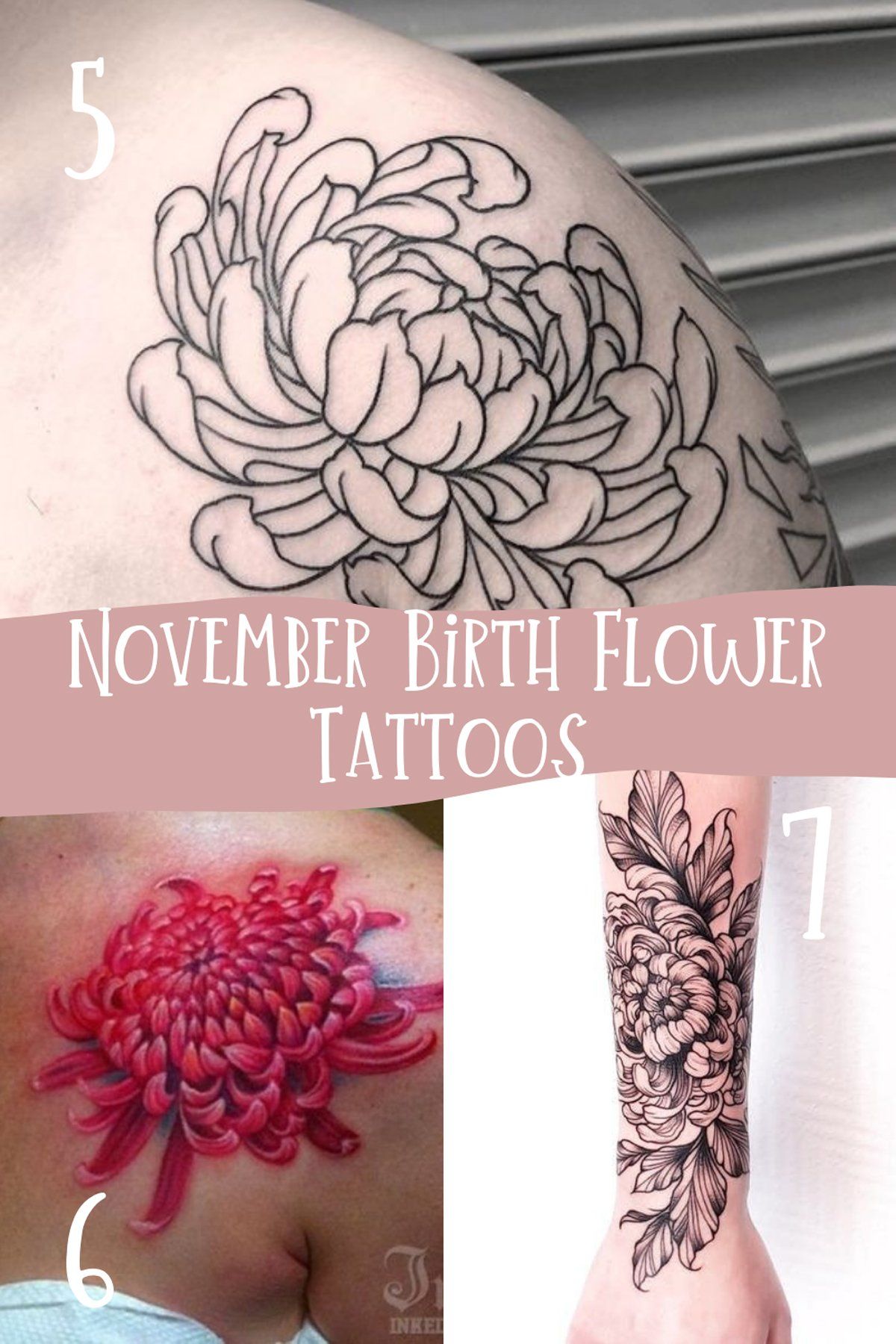 Chrysanthemum November Birth Flower Tattoos Pinterest