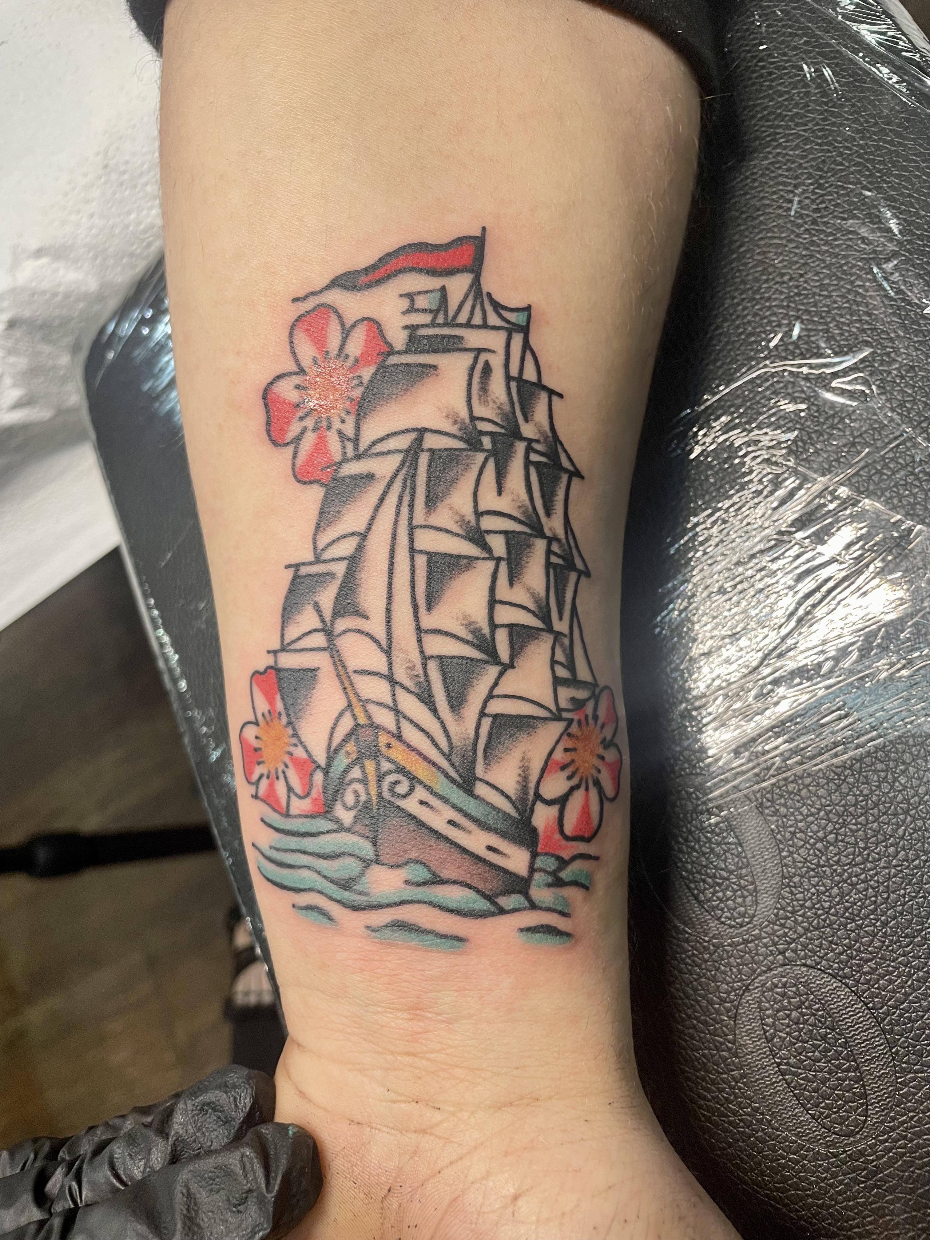 Classic Ship By Me At Santa Cruz Tattoo Santa Cruz California R