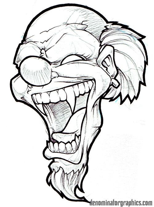 Clown Drawings Gangster Evil Outline