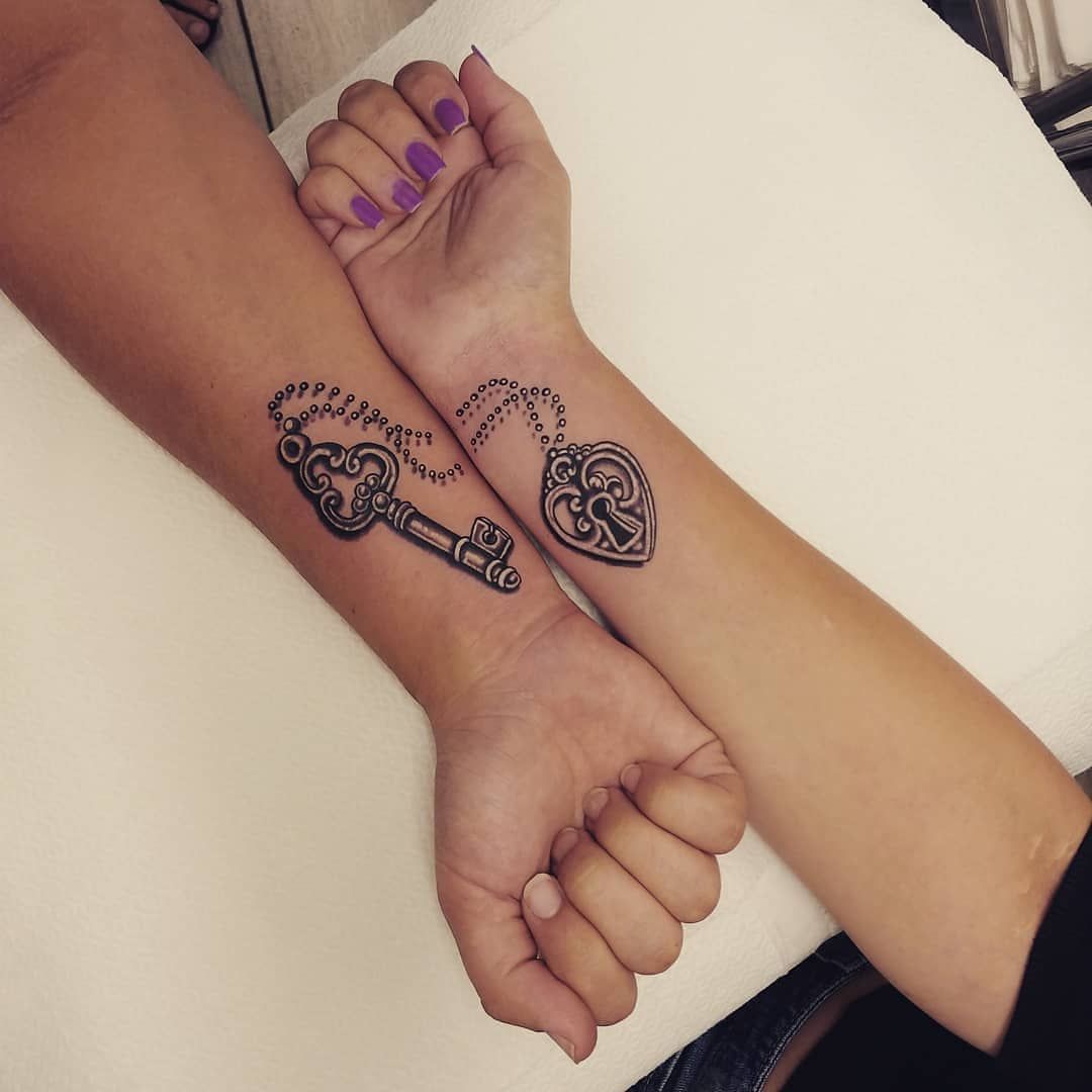 Couples Design Of Locked Heart And Key Tattoo Design Eternal Love