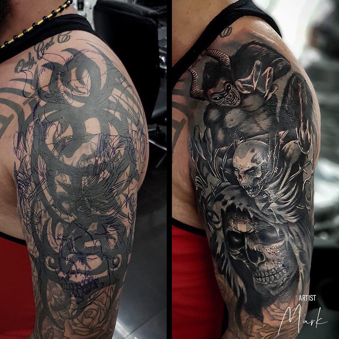 Cover Up Tattoo Done By Richard At Alans Tattoo Studio Arm Cover Up