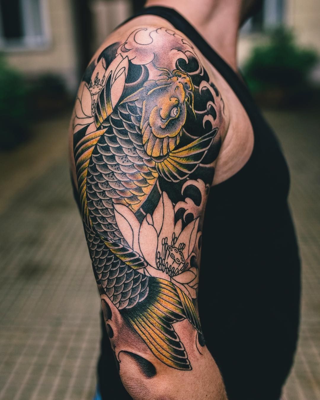 Stunning Coy Fish Half Sleeve Tattoo Designs