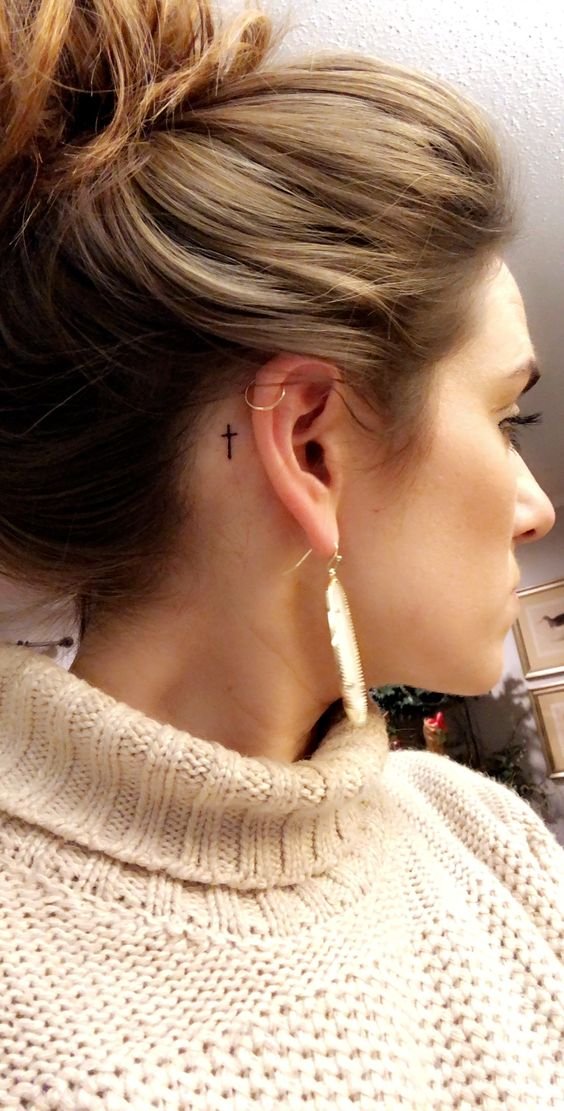 Cross Behind Ear Tattoo: Meaning and Styles