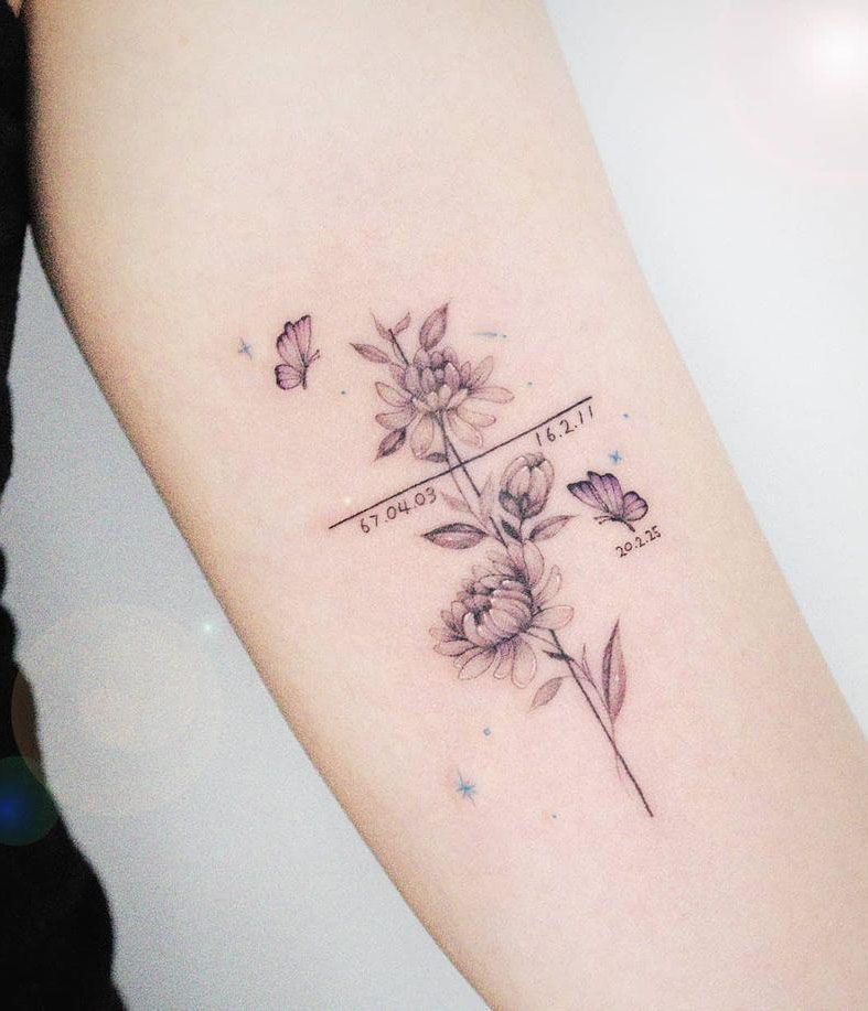 Cross Flower Temporary Tattoo Small Floral Cross Tattoo 1 Etsy