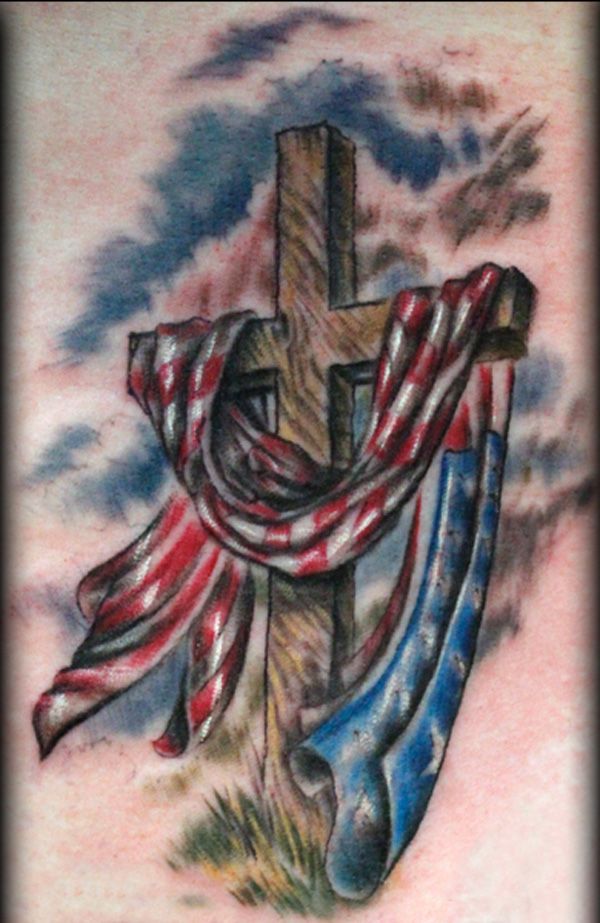 Cross Tattoos With American Flag: Patriotic Ink Designs