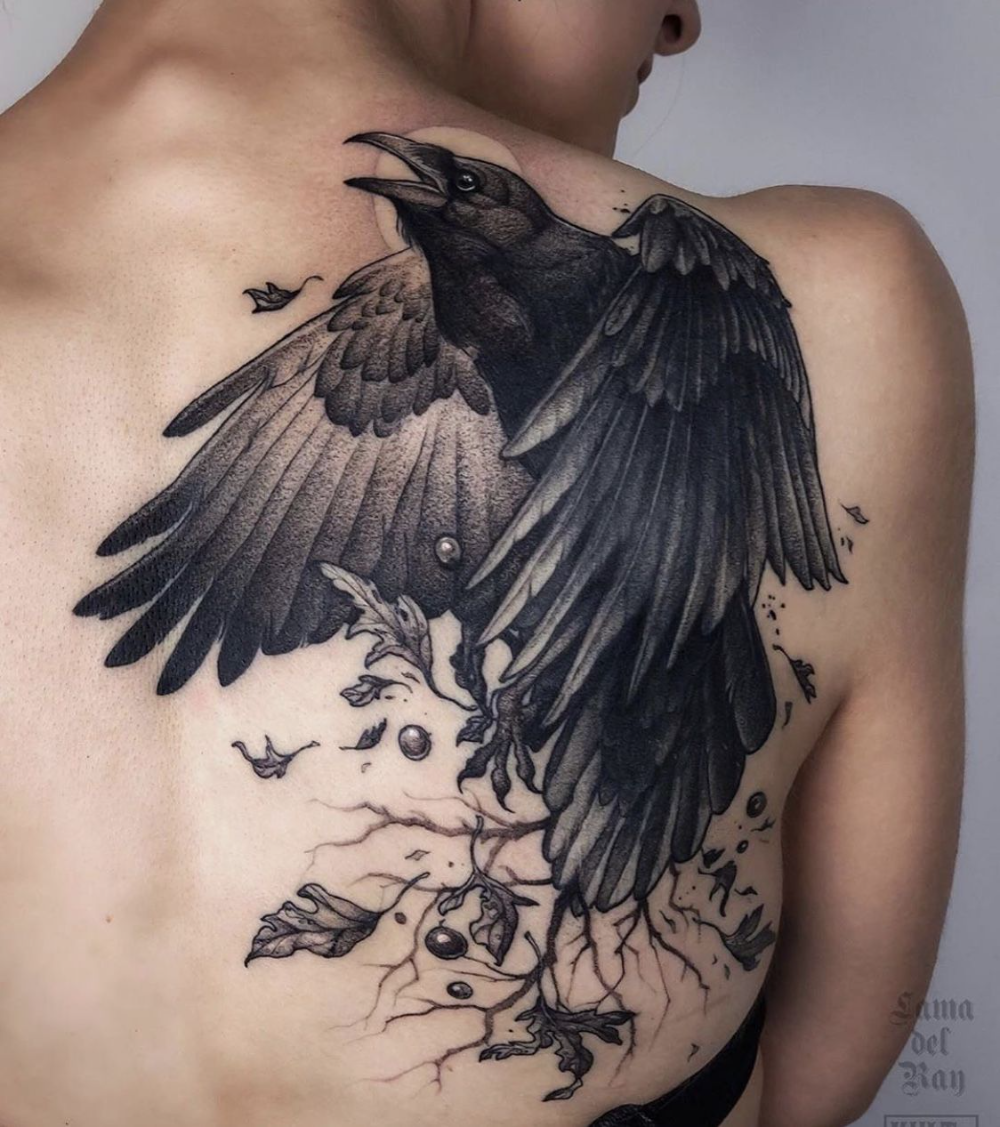 Crow Tattoo Inspiration Crow Tattoo Tattoos Leaf Tattoos