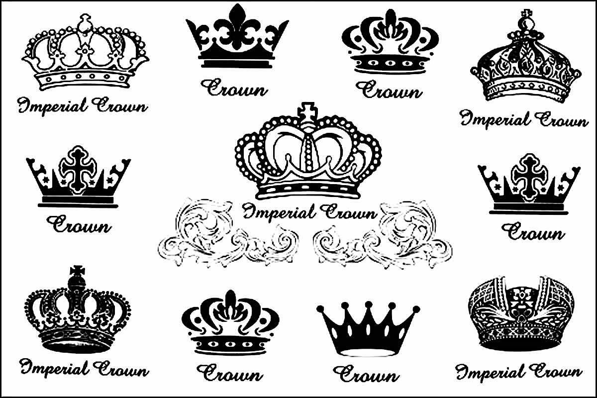 Crown Tattoo Design Stencil