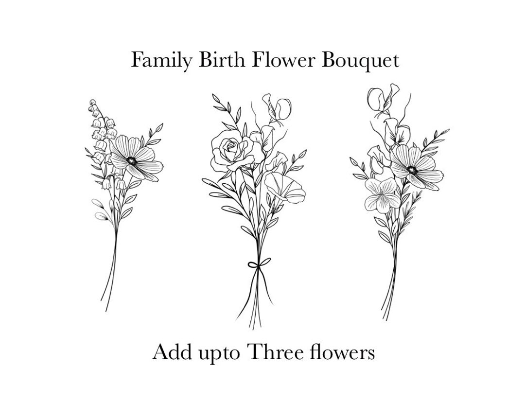 Custom Birth Flower Bouquet Family Birth Month Tattoo Design Etsy