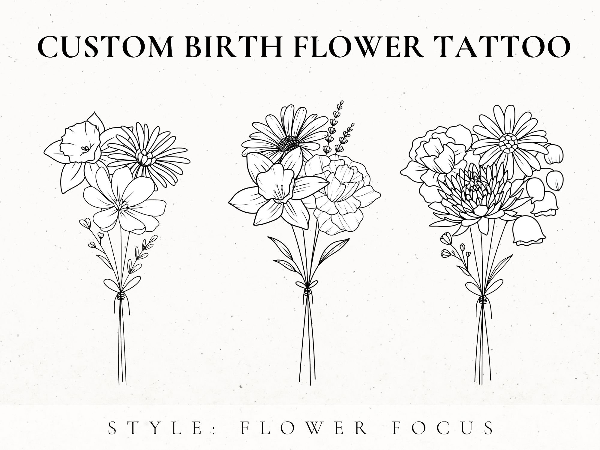 Custom Birth Flower Tattoo Design Birth Flower Bouquet Etsy Israel